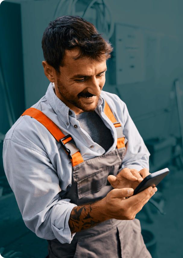 Image of a man using an ipad