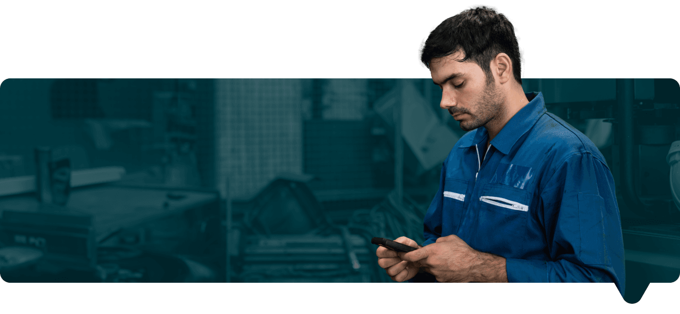Ask us anything image of a man with a phone